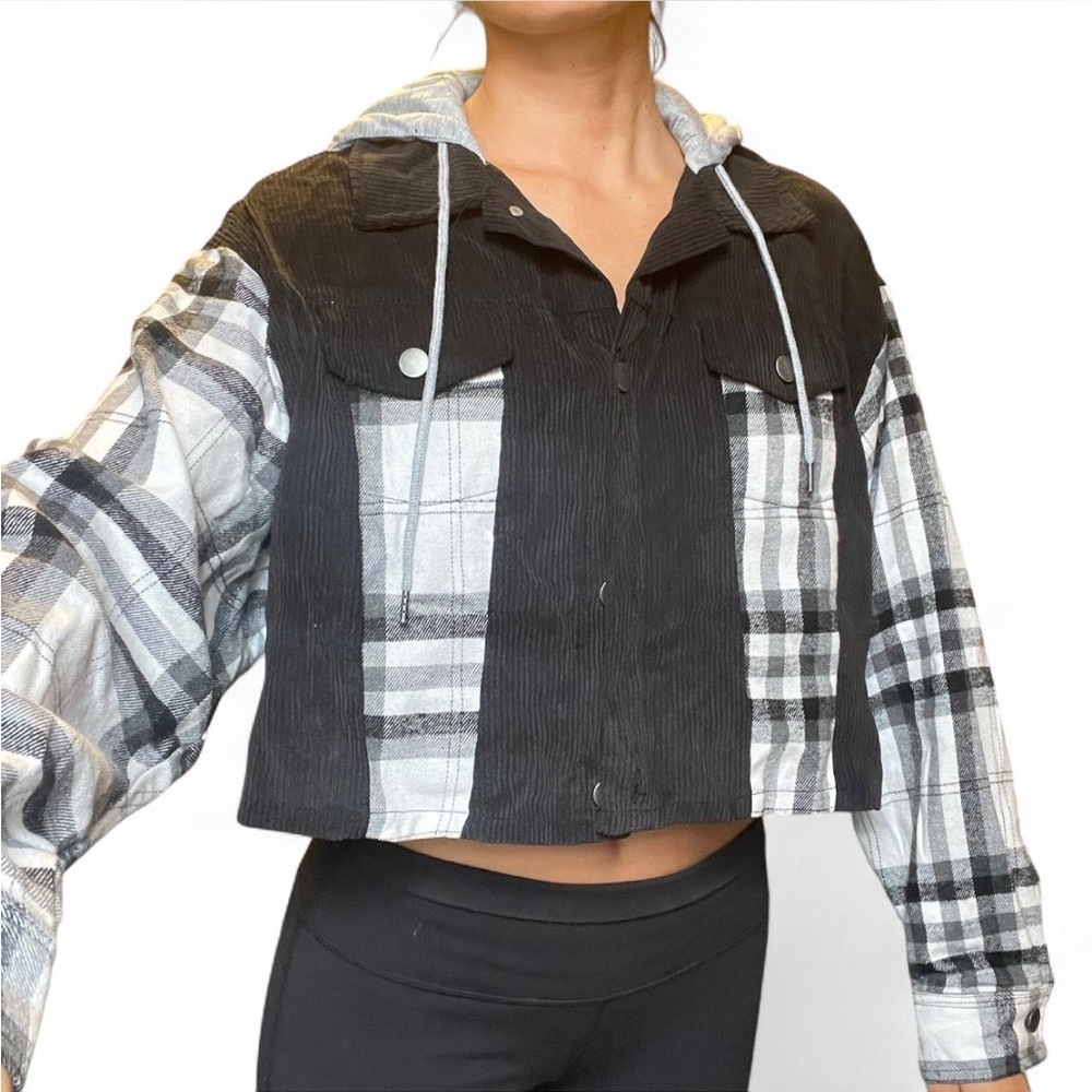 Plaid Black and Gray Women's Jacket